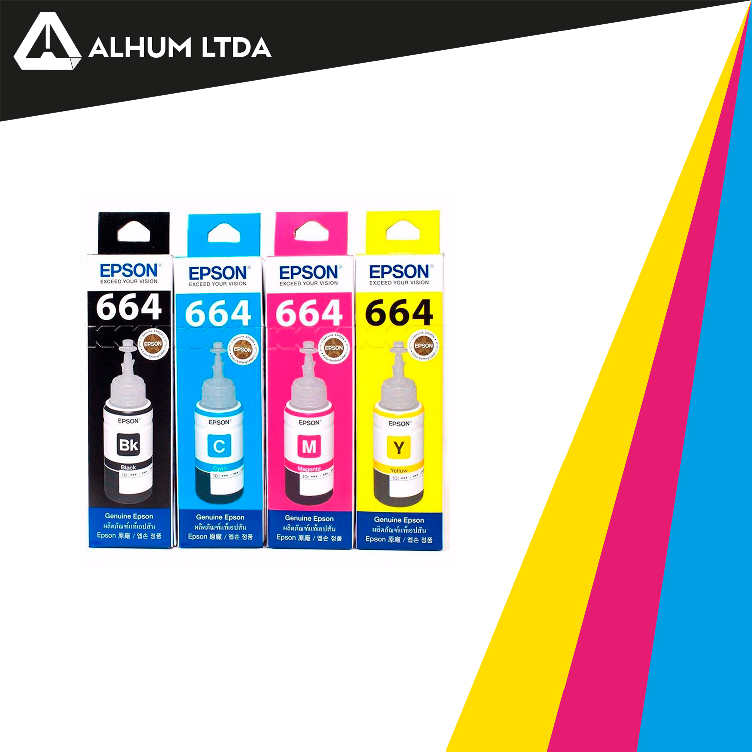 Kit Tintas Epson t664 L110 L200 L350 L555 Original - Alhum