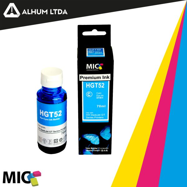 Tinta Hewlett Packard HP GT52 Recarga x 70 ml Cyan Mic
