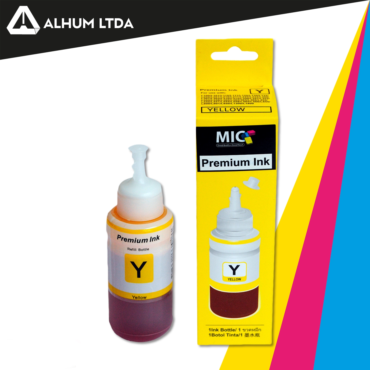 Tinta EPSON L200 L300 L800 Amarillo T664 Mic