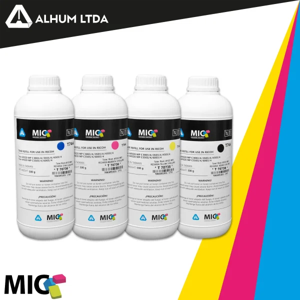 Toner Ricoh MPC3003 3503 4503 6003 6004  Cmyk Recarga 500gr Mic