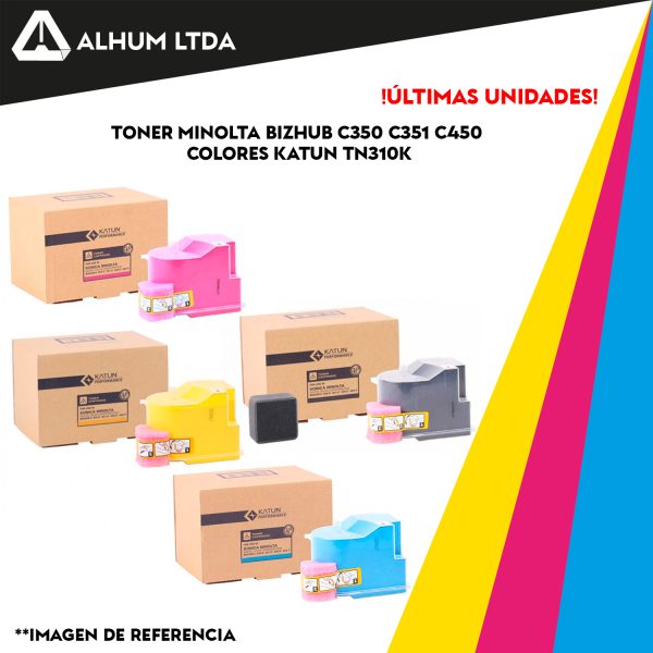 Toner Minolta BIZHUB C350 C351 C450 Colores Katun TN310