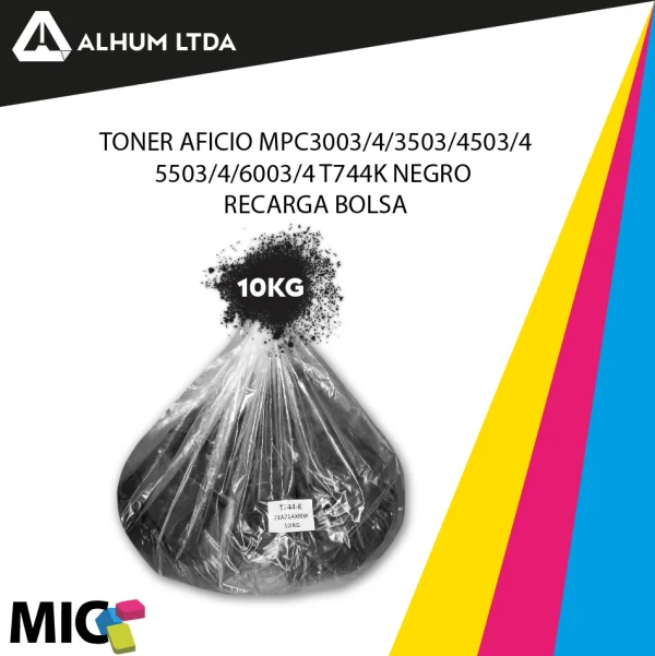 Toner Ricoh MPC3003 3503 4503 6003 6004 Negro Recarga 10 Kg Mic
