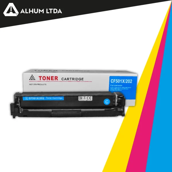 Toner Hewlett Packard LaserJet Cartucho CF501X 202X Cian Generico PECF541X