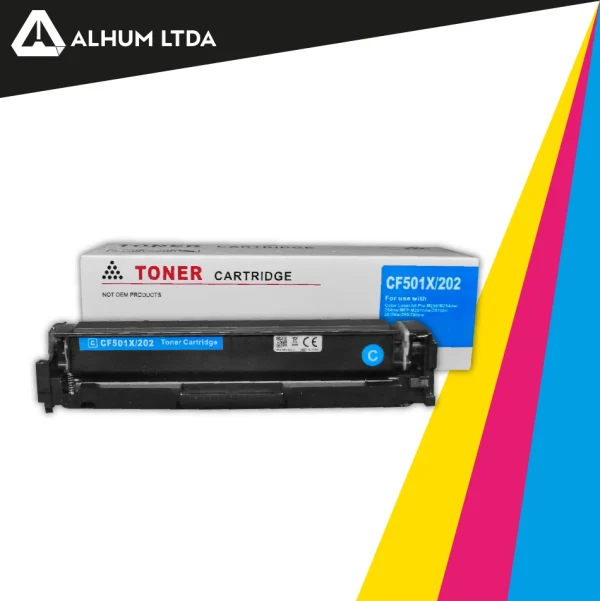 Toner Hewlett Packard LaserJet Cartucho CF501X 202X Cian Generico PECF541X