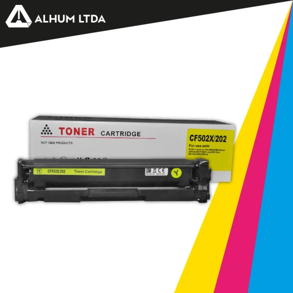 Toner Hewlett Packard LaserJet Cartucho CF502X 202X Amarillo Generico PECF541X