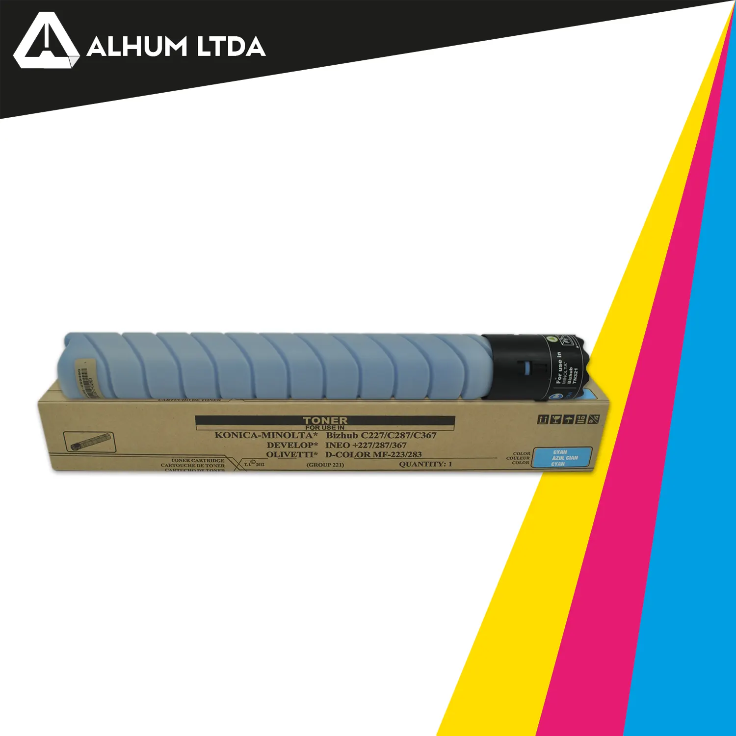 Toner Konica Minolta Bizhub C227 C287 TN221 Cian Cartucho Original