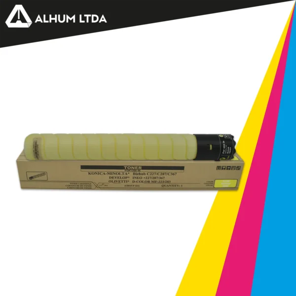 Toner Konica Minolta Bizhub C227 C287 TN221 Amarillo Cartucho Original